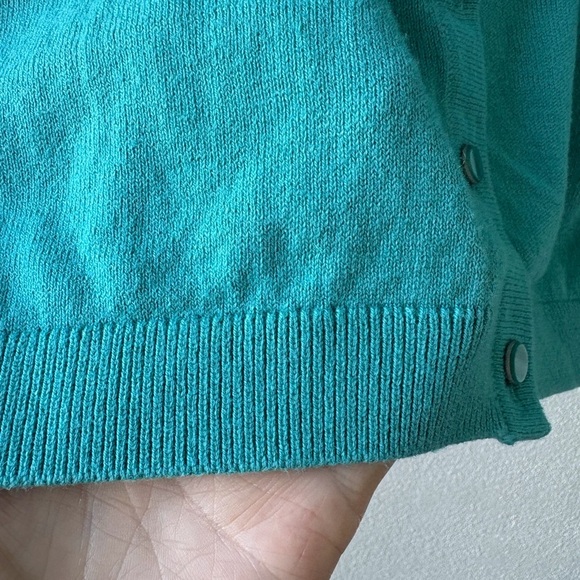 Talbots Petites M Button Up Cardigan Turquoise Cashmere Blend School Teacher - Picture 7 of 10
